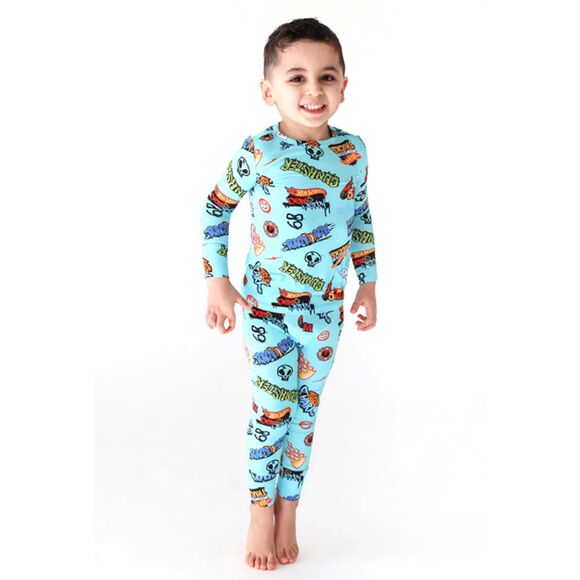 New with Tags* Posh Peanut x Hot Wheels  Monster Truck Long Sleeve PJs - 2T - Picture 1 of 5